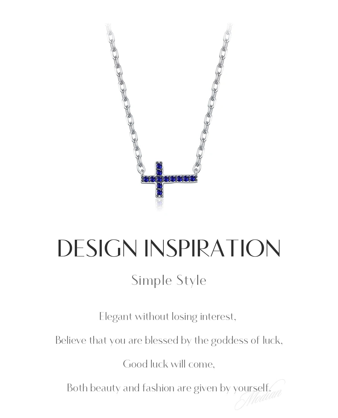 minimal blue cross necklace
