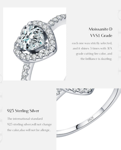 Heart Halo Moissanite Ring
