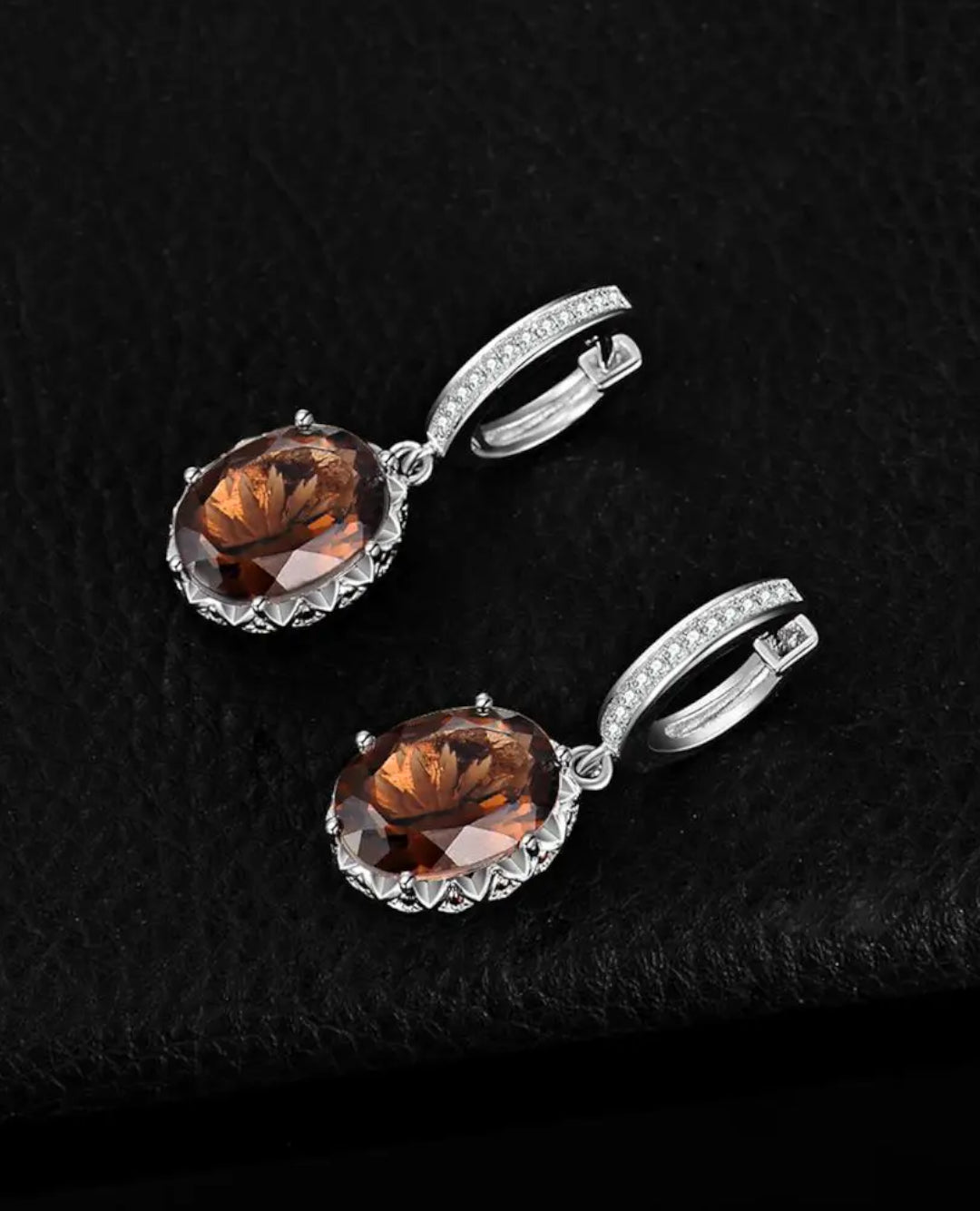 oval smoky quartz dangle earrings