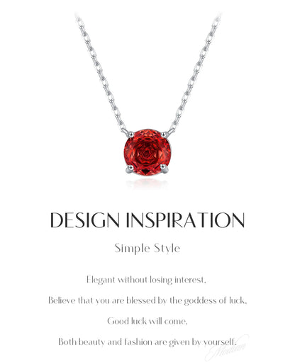 Red Rose-Cut CZ Necklace