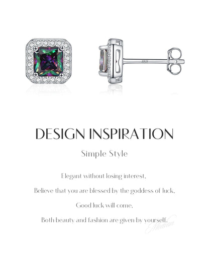 Aurora Square Halo Studs