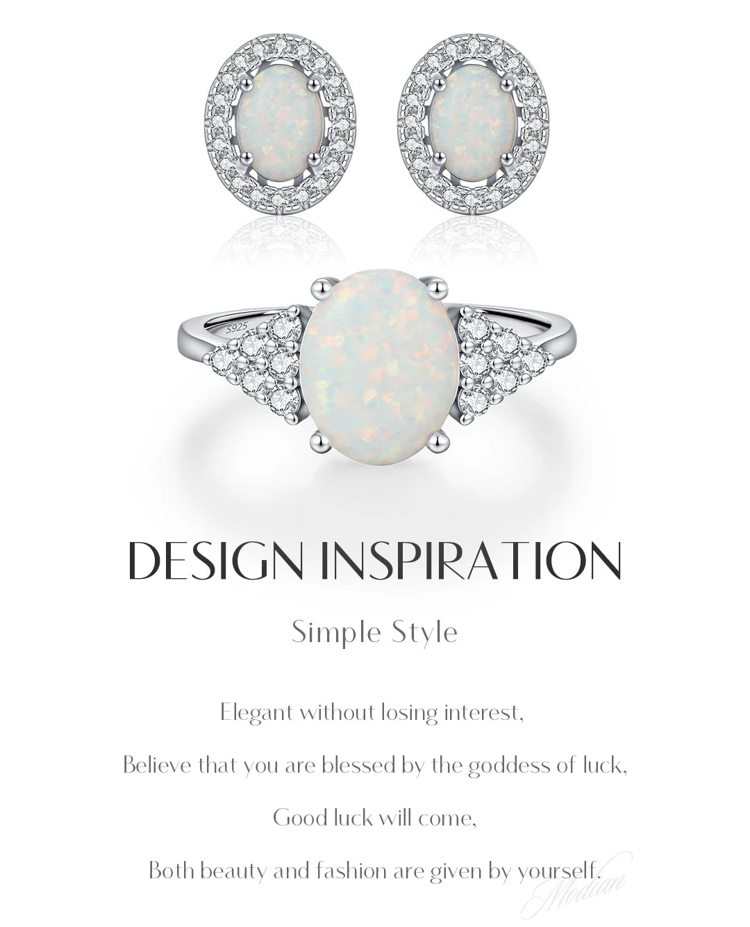 oval opal ring & stud set