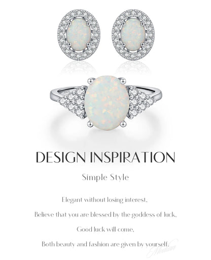 Oval Opal Ring & Stud Set