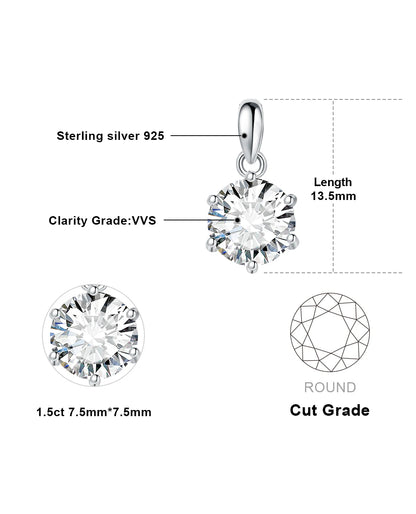 D-Color Round Moissanite Solitaire Pendant