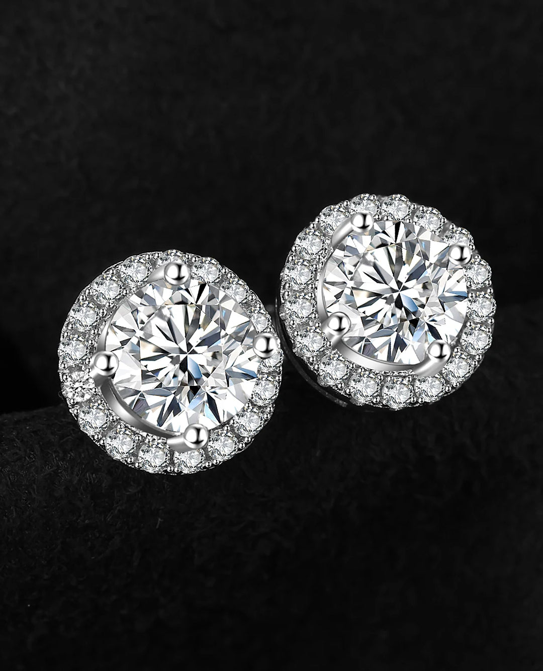 gold-plated moissanite halo studs