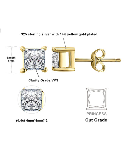 Rose-Gold Plated Princess Studs