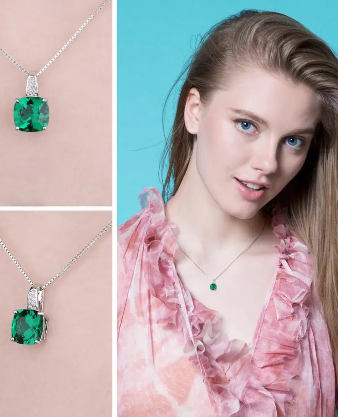 cushion nano emerald pendant