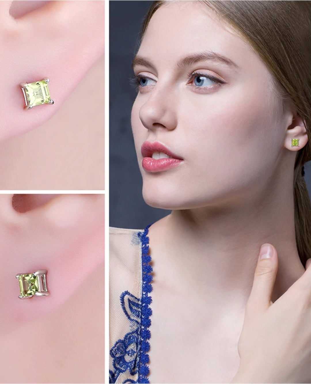 square studs in sterling silver