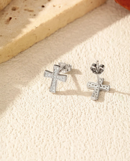 Sterling Silver Moissanite Cross Jewelry Set
