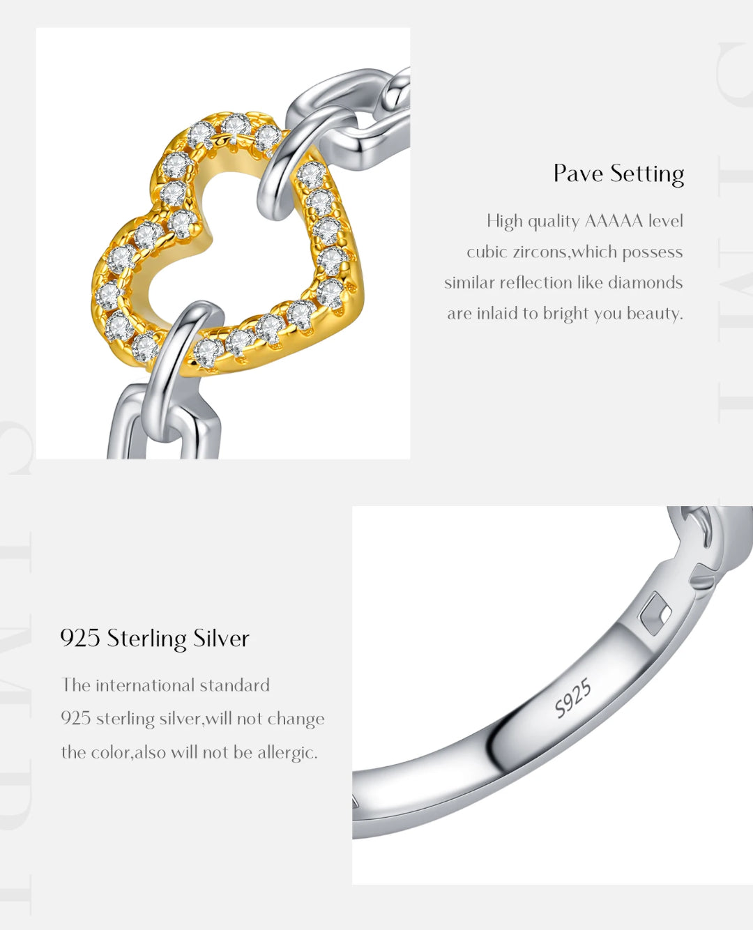 sparkle heart chain ring