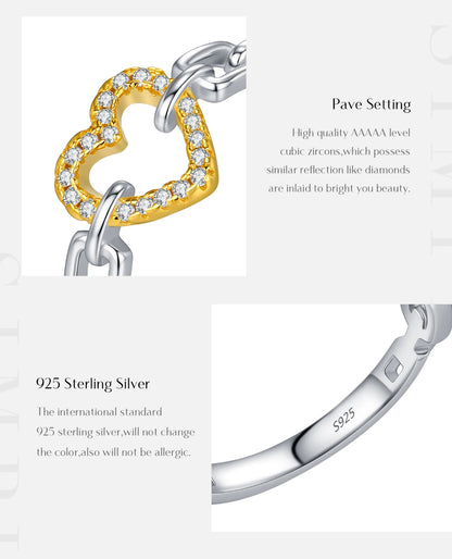 Sparkle Heart Chain Ring