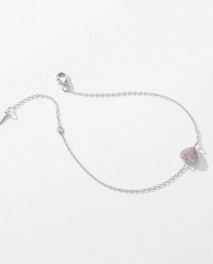 Pink CZ Heart Bracelet