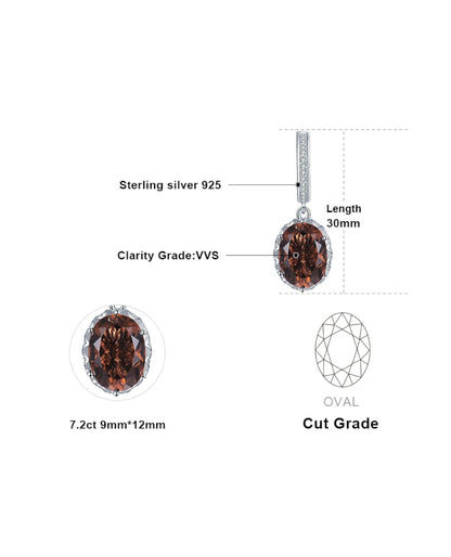 Oval Smoky Quartz Dangle Earrings