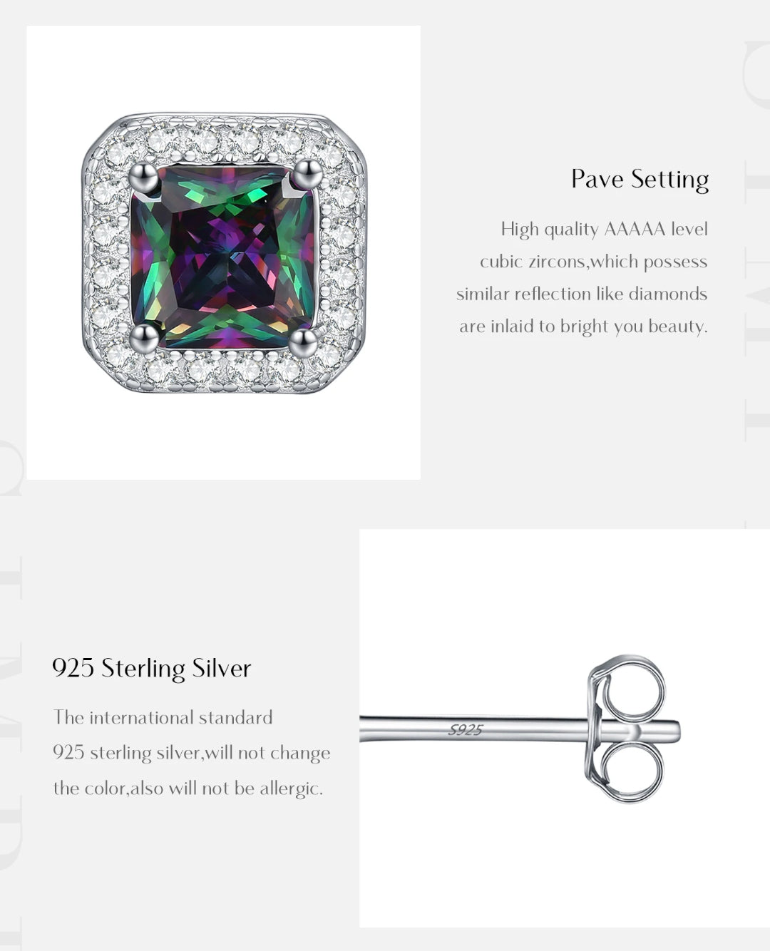 aurora square halo studs