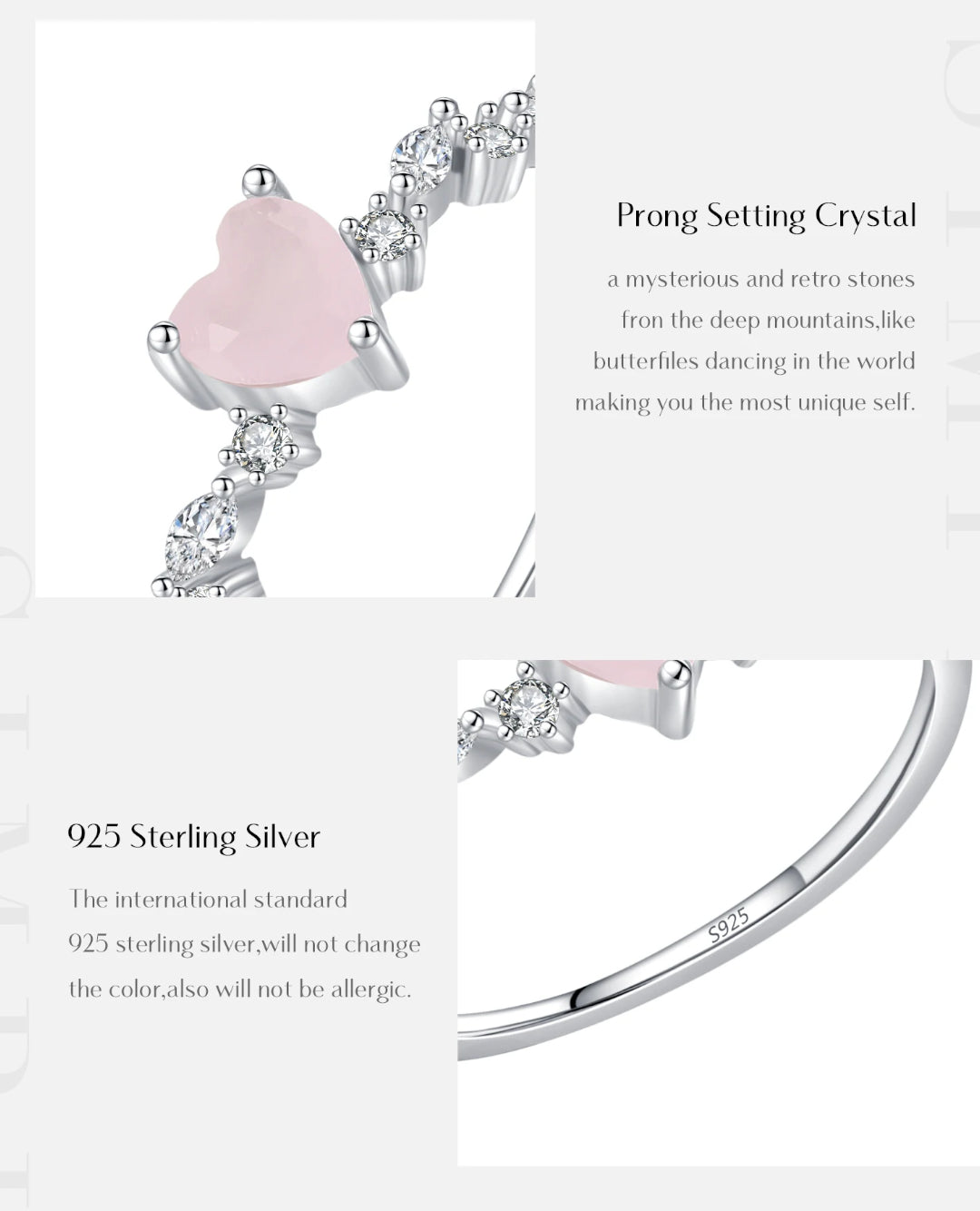 pink heart crystal ring
