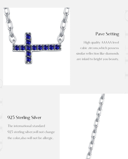 Minimal Blue Cross Necklace
