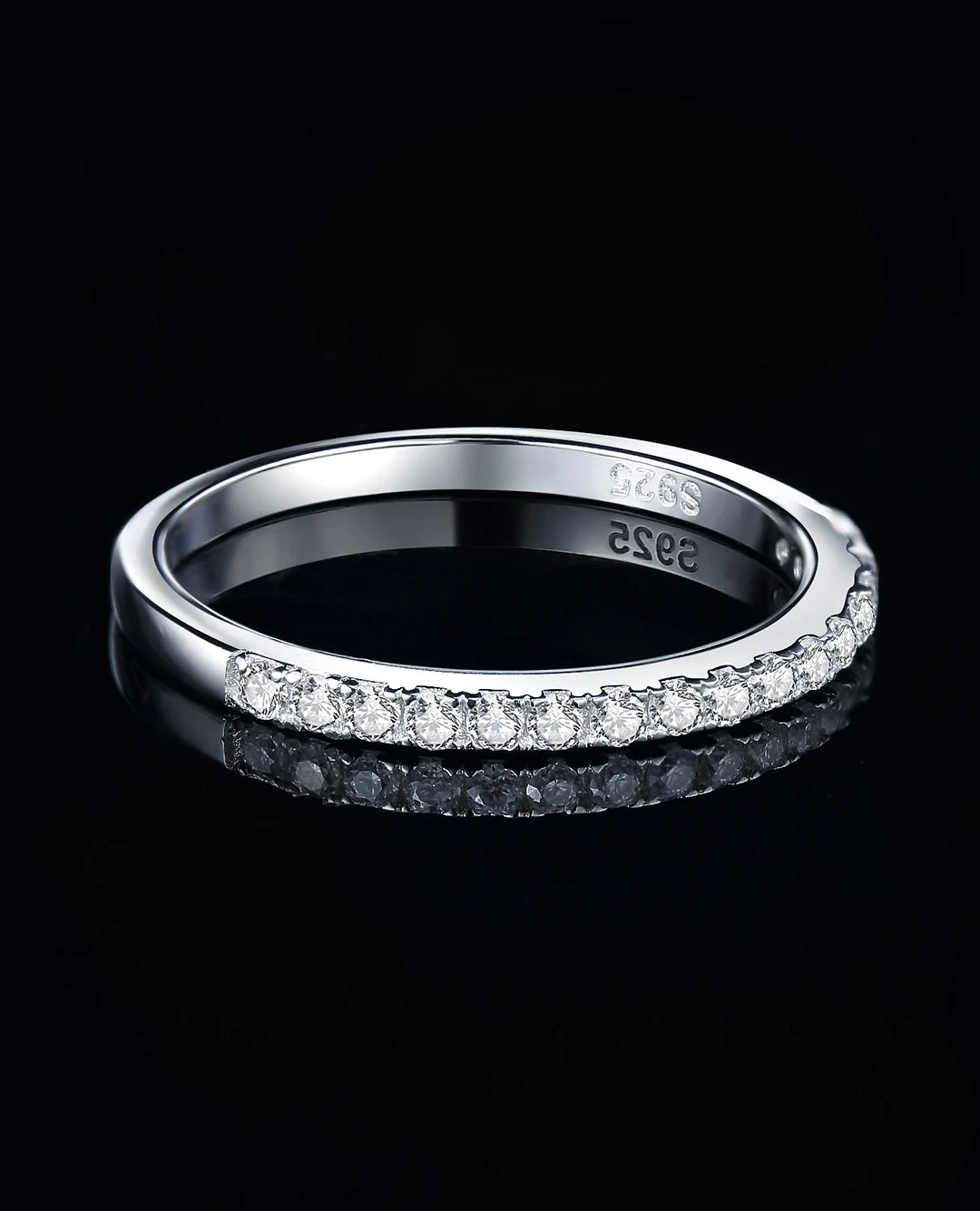 d-color moissanite half eternity band