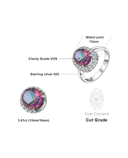 Oval Mystic Rainbow Gemstone Ring in Sterling Silver