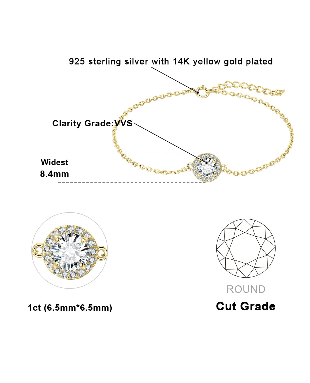 rhodium-plated moissanite bracelet