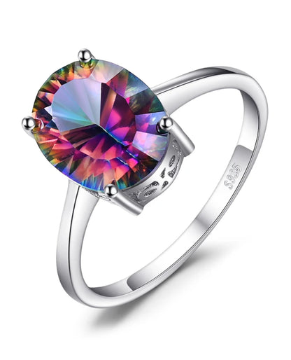 Rainbow Mystic Quartz Triangle Ring