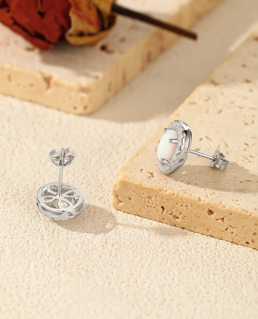 oval opal ring & stud set