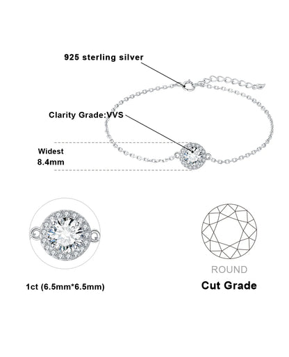 Rhodium-Plated Moissanite Bracelet