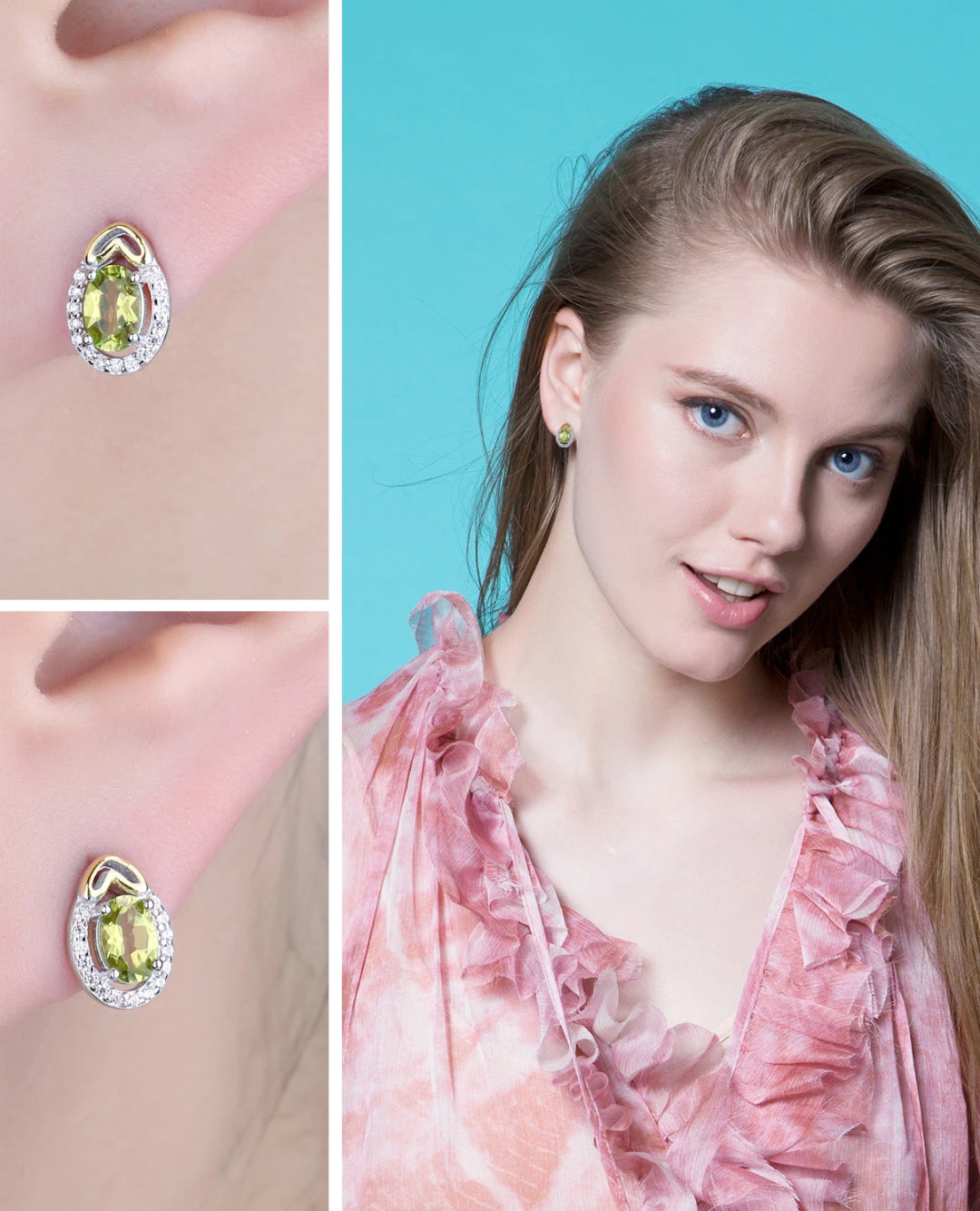 natural green peridot studs