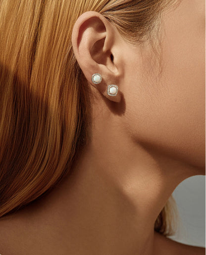 Opal Glow Stud Earrings
