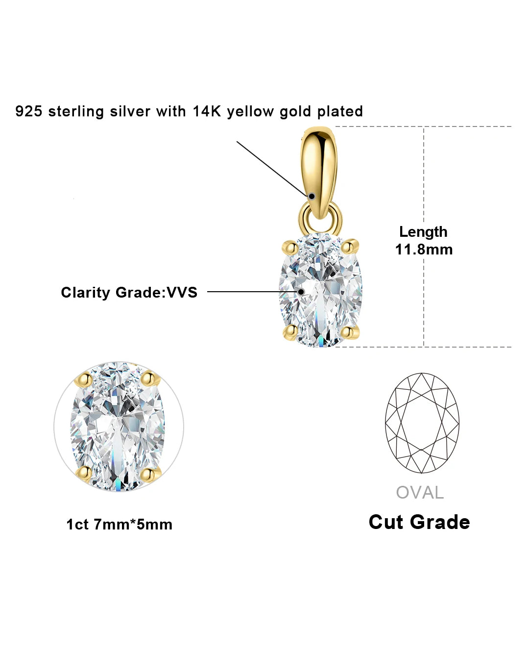 classic oval moissanite pendant