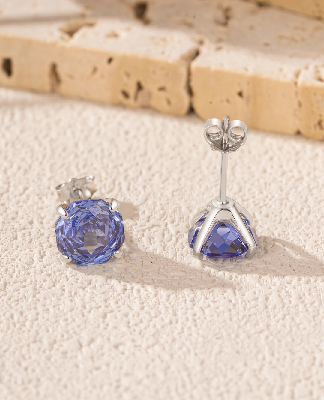 tanzanite-blue zircon stud earrings