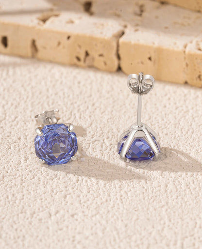 Tanzanite-Blue Zircon Stud Earrings
