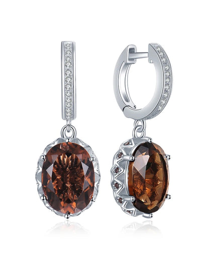 Oval Smoky Quartz Dangle Earrings