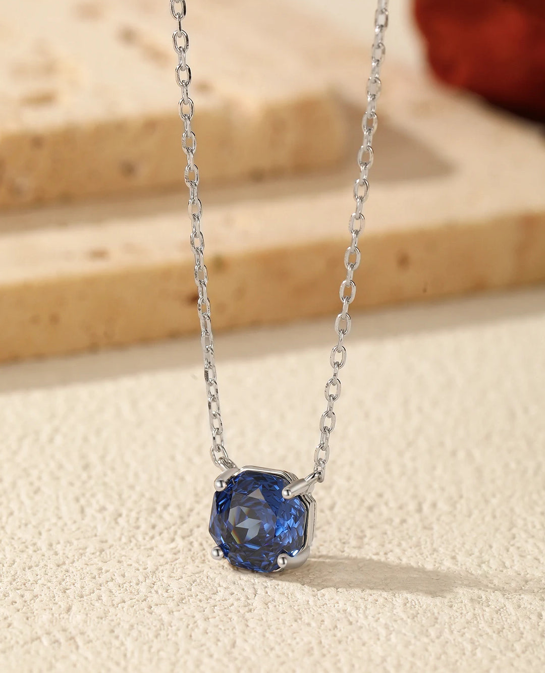 minimal blue geometric pendant
