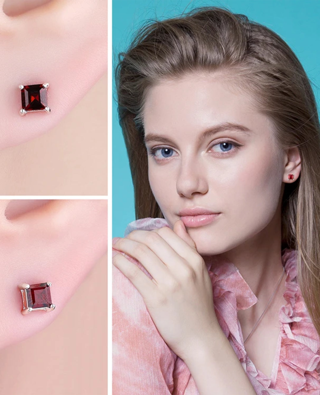 square studs in sterling silver