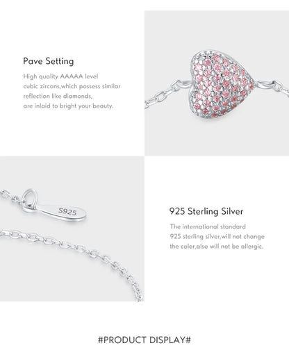 Pink CZ Heart Bracelet