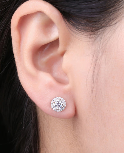 Gold-Plated Moissanite Halo Studs