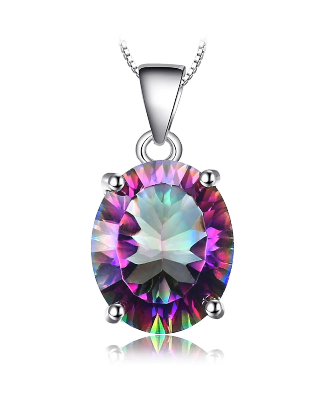 rainbow mystic quartz pear pendant