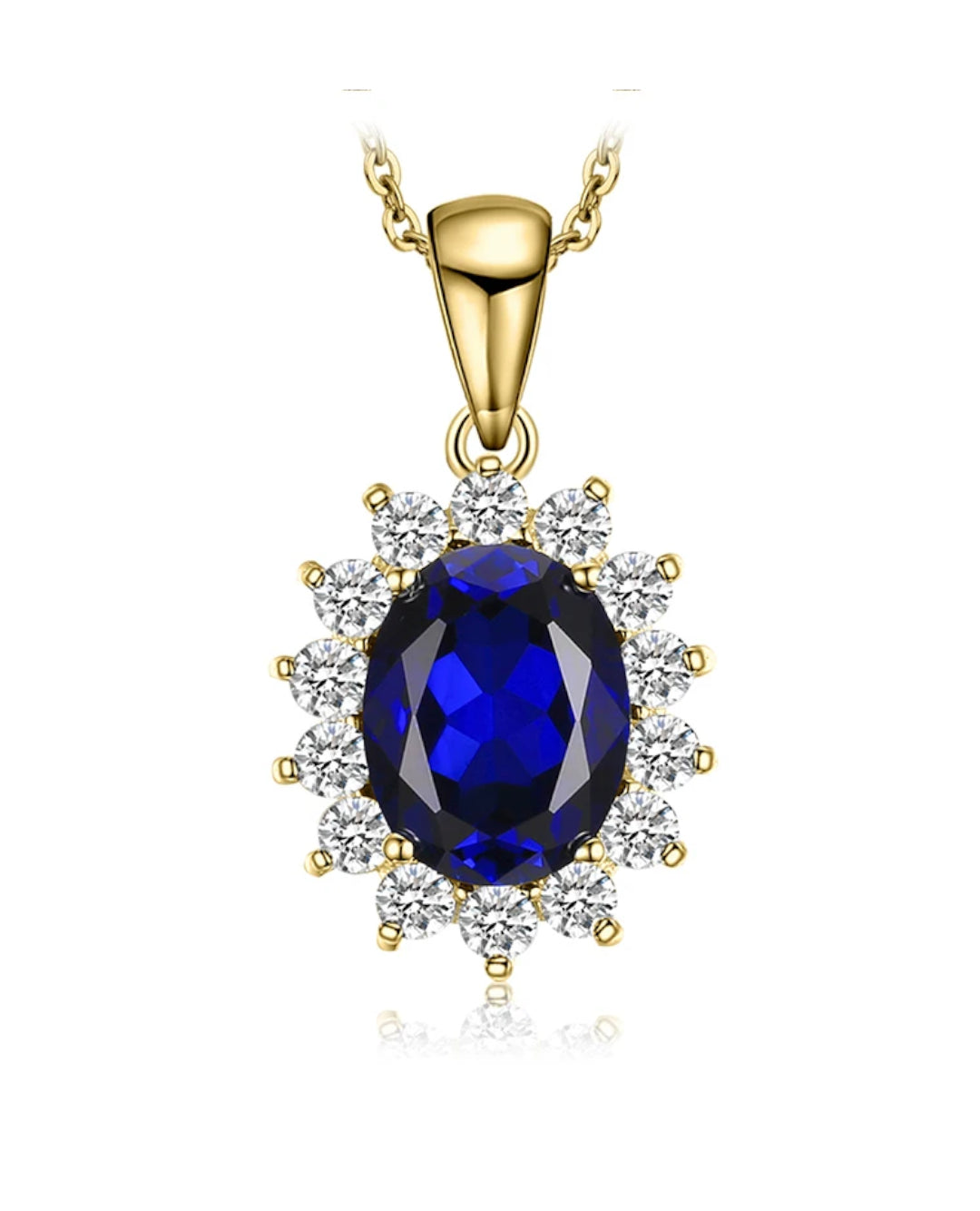 created blue sapphire oval pendant