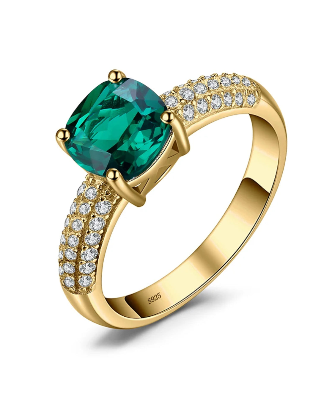 green nano emerald solitaire ring