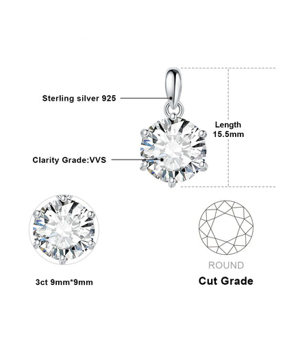 D-Color Round Moissanite Solitaire Pendant