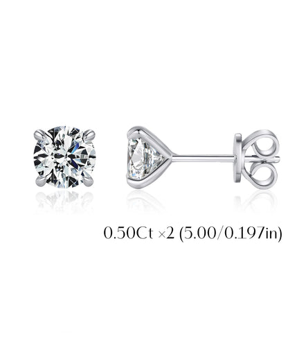 Classic Round Moissanite Solitaire Studs