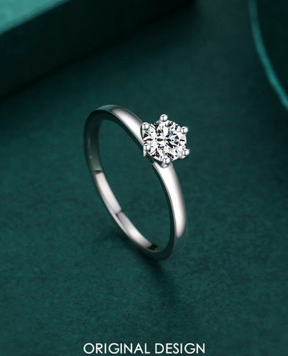Round Clear CZ Prong Ring