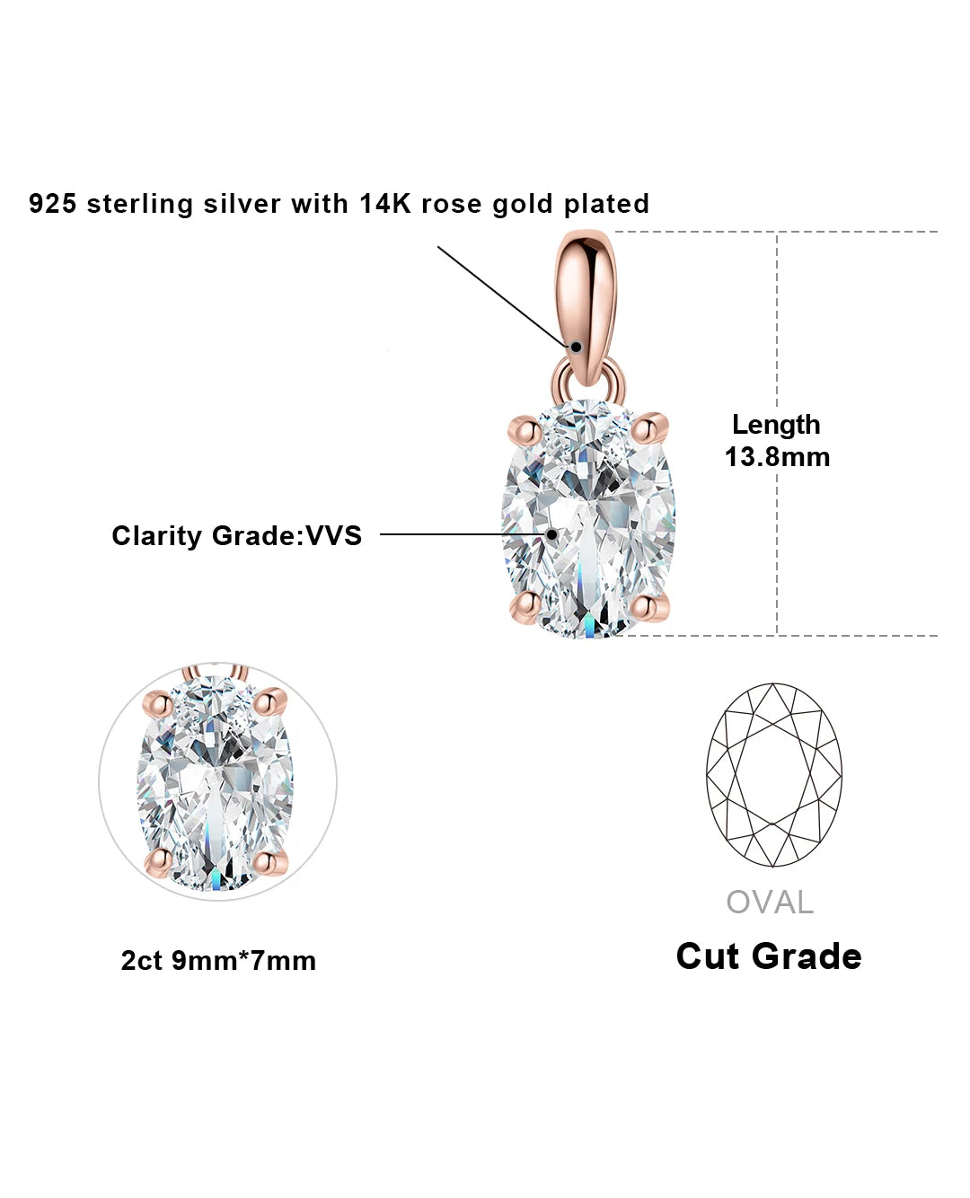 classic oval moissanite pendant