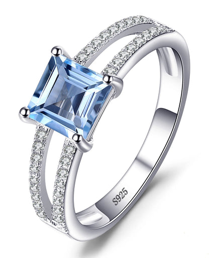 Sky Blue Topaz Square Ring